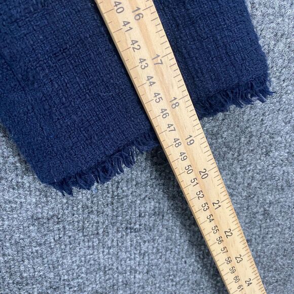 Chicos Jacket 0 Womens S Blue Tweed Snap On Fringe Long Career Ladies Preppy - Picture 10 of 11